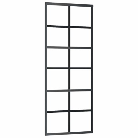 VidaXL Drzwi przesuwne z zestawem okuć czarne 76x205 cm ESG szkło
