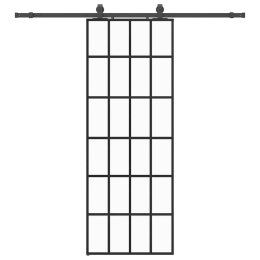 VidaXL Drzwi przesuwne z zestawem okuć czarne 76x205 cm ESG szkło