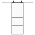 VidaXL Drzwi przesuwne z zestawem okuć czarne 76x205 cm ESG szkło