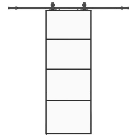 VidaXL Drzwi przesuwne z zestawem okuć czarne 76x205 cm ESG szkło