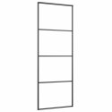 VidaXL Drzwi przesuwne z zestawem okuć czarne 76x205 cm ESG szkło