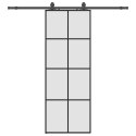 VidaXL Drzwi przesuwne z zestawem okuć czarne 76x205 cm ESG szkło