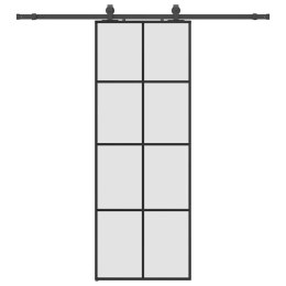 VidaXL Drzwi przesuwne z zestawem okuć czarne 76x205 cm ESG szkło