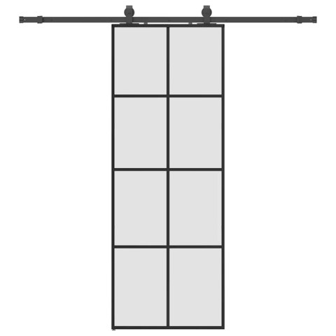 VidaXL Drzwi przesuwne z zestawem okuć czarne 76x205 cm ESG szkło