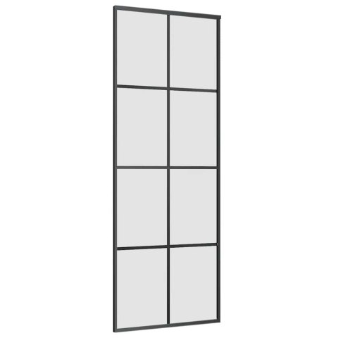 VidaXL Drzwi przesuwne z zestawem okuć czarne 76x205 cm ESG szkło