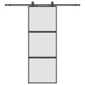 VidaXL Drzwi przesuwne z zestawem okuć czarne 76x205cm szkło hartowane