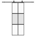 VidaXL Drzwi przesuwne z zestawem okuć czarne 76x205cm szkło hartowane