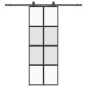 VidaXL Drzwi przesuwne z zestawem okuć czarne 76x205cm szkło hartowane