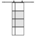 VidaXL Drzwi przesuwne z zestawem okuć czarne 76x205cm szkło hartowane