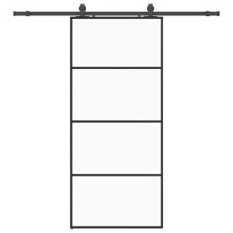 VidaXL Drzwi przesuwne z zestawem okuć czarne 90x205 cm ESG szkło