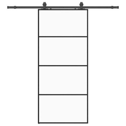 VidaXL Drzwi przesuwne z zestawem okuć czarne 90x205 cm ESG szkło