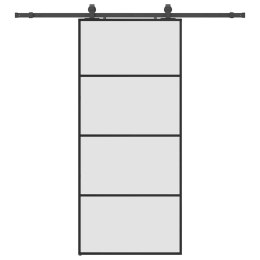 VidaXL Drzwi przesuwne z zestawem okuć czarne 90x205 cm ESG szkło