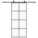 VidaXL Drzwi przesuwne z zestawem okuć czarne 90x205 cm ESG szkło