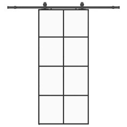 VidaXL Drzwi przesuwne z zestawem okuć czarne 90x205 cm ESG szkło