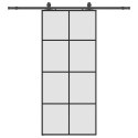 VidaXL Drzwi przesuwne z zestawem okuć czarne 90x205 cm ESG szkło