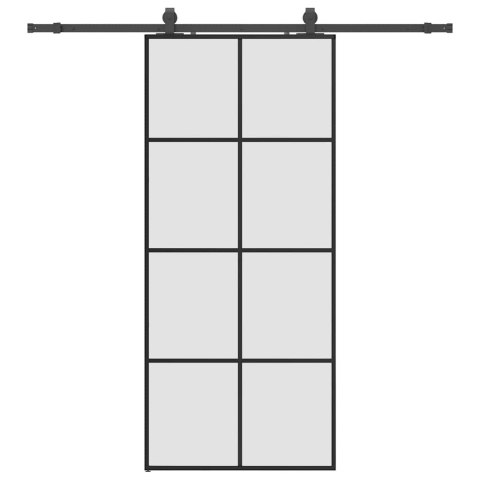 VidaXL Drzwi przesuwne z zestawem okuć czarne 90x205 cm ESG szkło