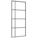 VidaXL Drzwi przesuwne z zestawem okuć czarne 90x205 cm ESG szkło