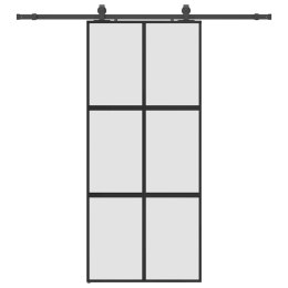 VidaXL Drzwi przesuwne z zestawem okuć czarne 90x205 cm