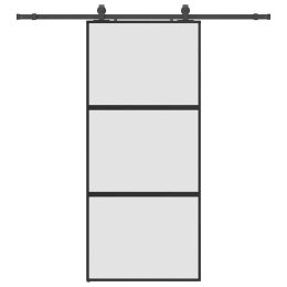 VidaXL Drzwi przesuwne z zestawem okuć czarne 90x205cm szkło hartowane