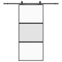 VidaXL Drzwi przesuwne z zestawem okuć czarne 90x205cm szkło hartowane