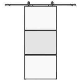 VidaXL Drzwi przesuwne z zestawem okuć czarne 90x205cm szkło hartowane