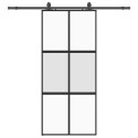 VidaXL Drzwi przesuwne z zestawem okuć czarne 90x205cm szkło hartowane