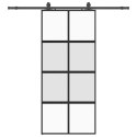 VidaXL Drzwi przesuwne z zestawem okuć czarne 90x205cm szkło hartowane