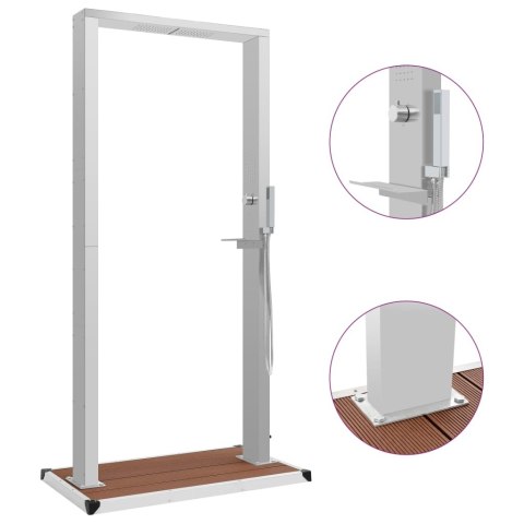 VidaXL Prysznic ogrodowy z podstawą, WPC i stal nierdzewna