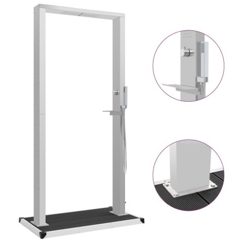 VidaXL Prysznic ogrodowy z podstawą, WPC i stal nierdzewna