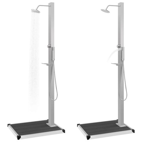 VidaXL Prysznic ogrodowy z podstawą, WPC, stal nierdzewna