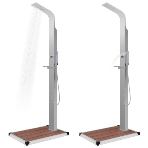 VidaXL Prysznic ogrodowy z podstawą, WPC, stal nierdzewna