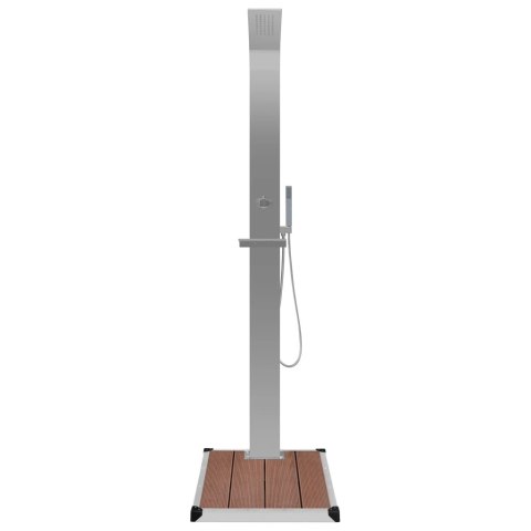 VidaXL Prysznic ogrodowy z podstawą, WPC, stal nierdzewna