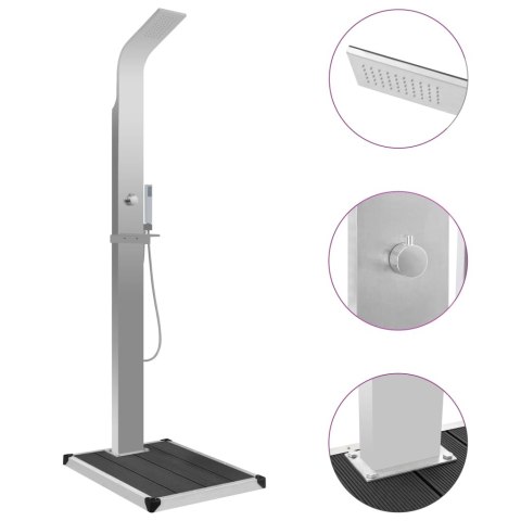 VidaXL Prysznic ogrodowy z podstawą, WPC, stal nierdzewna