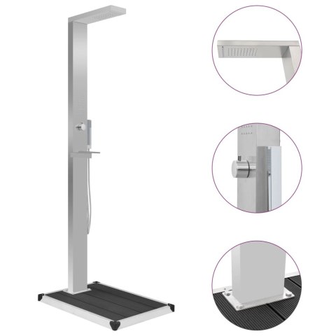 VidaXL Prysznic ogrodowy z podstawą, WPC, stal nierdzewna