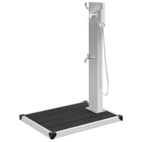 VidaXL Prysznic ogrodowy z podstawą, WPC, stal nierdzewna