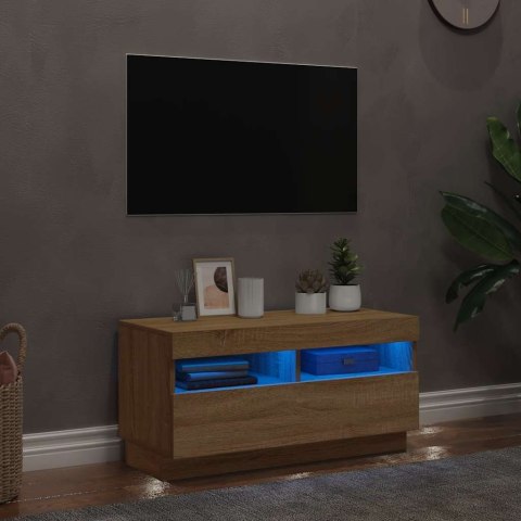 SZAFKA TV Z OŚWIETLENIEM LED DĄB SONOMA 80X35X40CM