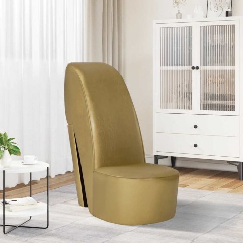 VidaXL Fotel w kształcie buta na obcasie, złoty, sztuczna skóra