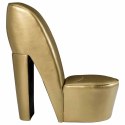 VidaXL Fotel w kształcie buta na obcasie, złoty, sztuczna skóra