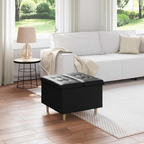 VidaXL Otoman z miejscem na przechowywanie Czarny Skóra syntetyczna