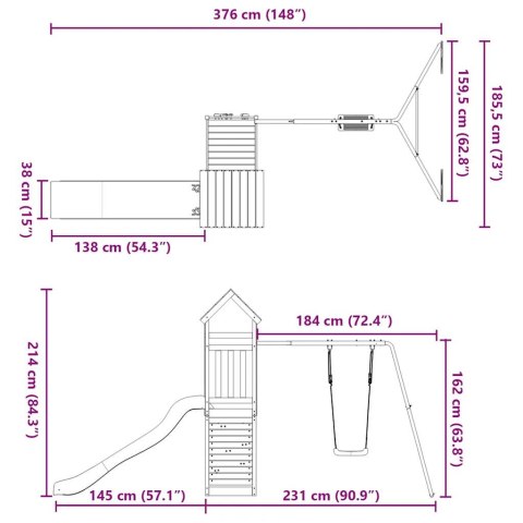 VidaXL Plac zabaw do ogrodu, lite drewno daglezjowe