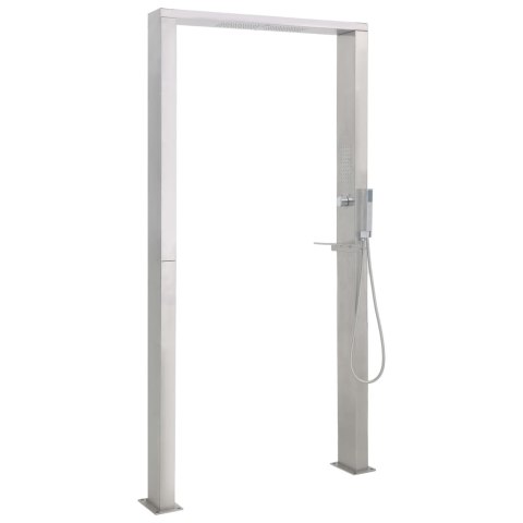 VidaXL Prysznic ogrodowy ze stali nierdzewnej, podwójne dysze