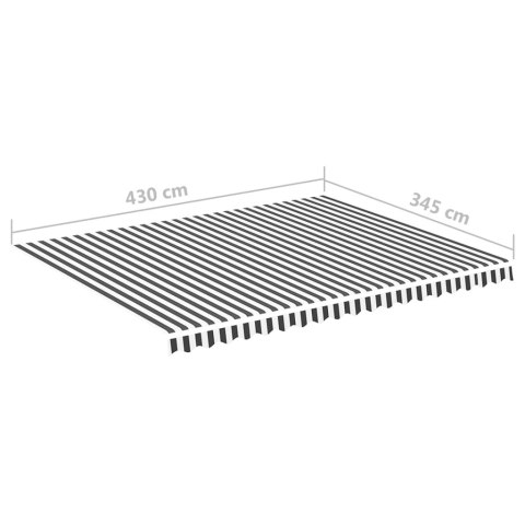 ZAPASOWA TKANINA NA MARKIZĘ ANTRACYTOWO-BIAŁA 4,5X3,5M