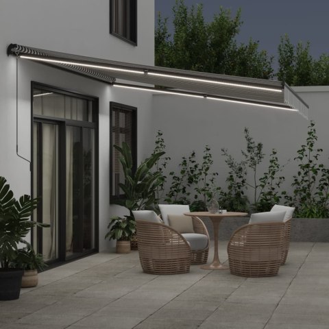 RĘCZNIE ZWIJANA MARKIZA Z LED ANTRACYTOWO-BIAŁA 450X350CM