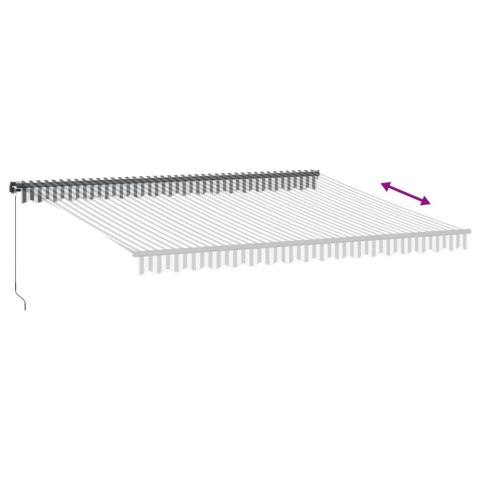 RĘCZNIE ZWIJANA MARKIZA Z LED ANTRACYTOWO-BIAŁA 450X350CM