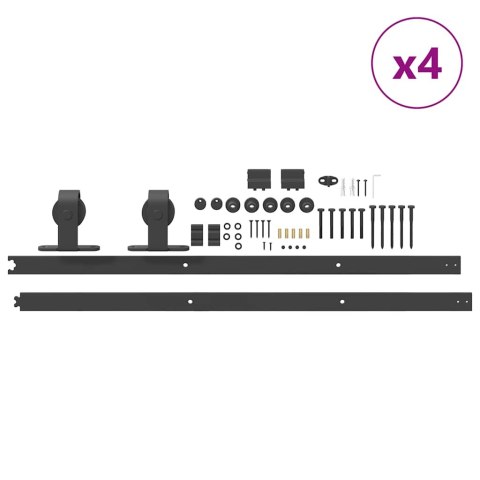 SYSTEM DO MONTAŻU DRZWI PRZESUWNYCH 400CM STAL CZARNY