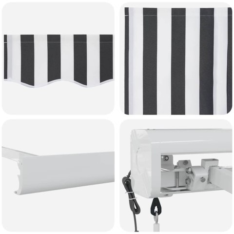 ZWIJANA MARKIZA ANTRACYTOWO-BIAŁA 4,5X3M TKANINA I ALUMINIUM