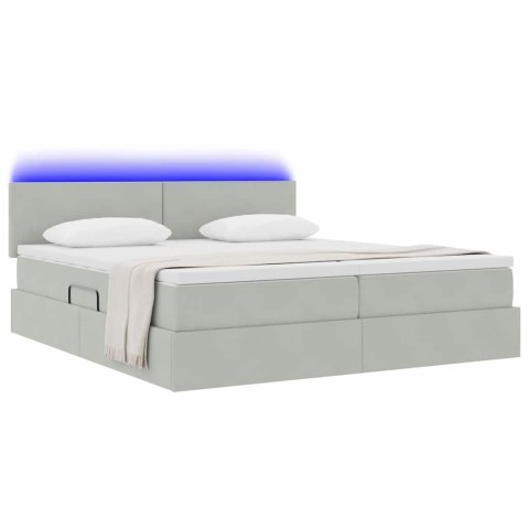 VidaXL Łóżko Ze LED Lights Jasnoszary 200 x 200 cm Aksamit