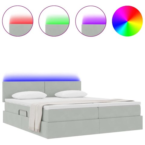 VidaXL Łóżko Ze LED Lights Jasnoszary 200 x 200 cm Aksamit