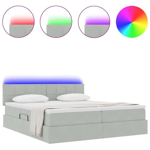 VidaXL Łóżko Ze LED Lights Jasnoszary 200 x 200 cm Aksamit