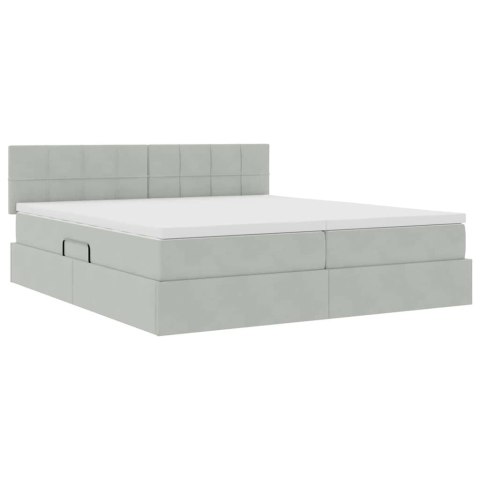 VidaXL Łóżko Ze LED Lights Jasnoszary 200 x 200 cm Aksamit